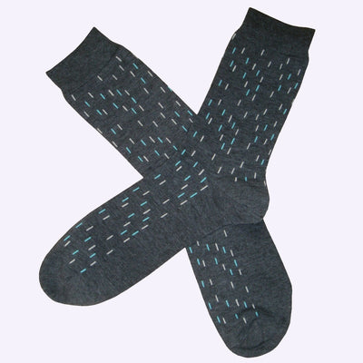 Bassin and Brown Thin Line Socks Charcoal, Turquoise and White