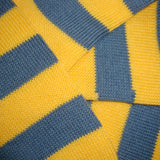 Bassin and Brown Hooped Stripe Cotton Socks - Yellow/Smoke Blue