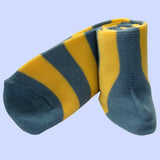 Bassin and Brown Hooped Stripe Cotton Socks - Yellow/Smoke Blue