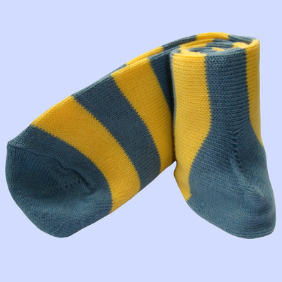 Bassin and Brown Hooped Stripe Cotton Socks - Yellow/Smoke Blue