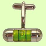 Bassin and Brown Spirit Level Cufflinks - Silver and Green