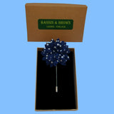 Bassin and Brown Spot Flower Jacket Lapel Pin - Navy and White