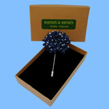 Bassin and Brown Spot Flower Jacket Lapel Pin - Navy and White