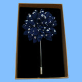 Bassin and Brown Spot Flower Jacket Lapel Pin - Navy and White