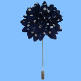 Bassin and Brown Spot Flower Jacket Lapel Pin - Navy and White