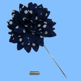 Bassin and Brown Spot Flower Jacket Lapel Pin - Navy and White