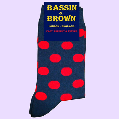 Bassin and Brown Spotted Socks -  Navy and Red