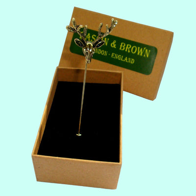 Bassin and Brown Stag Vintage Bronze Jacket Lapel Pin
