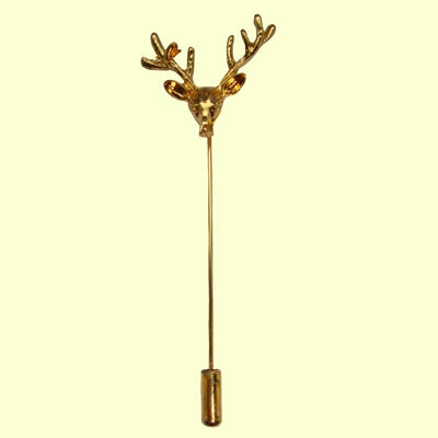 Bassin and Brown Stag Vintage Gold Jacket Lapel Pin