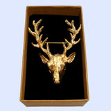 Bassin and Brown Stag Gold Brooch Lapel Pin