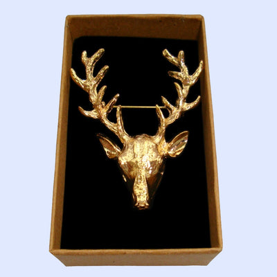 Bassin and Brown Stag Gold Brooch Lapel Pin