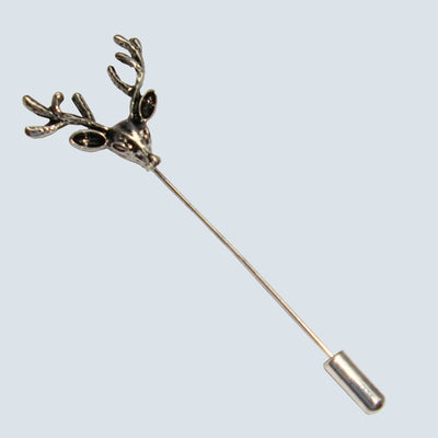 Bassin and Brown Stag Vintage Silver Lapel Pin