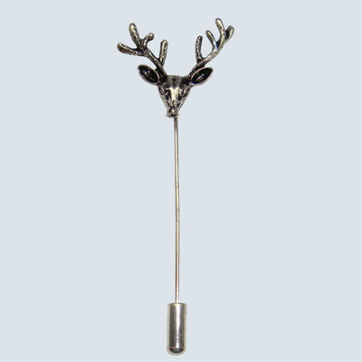 Bassin and Brown Stag Vintage Silver Lapel Pin