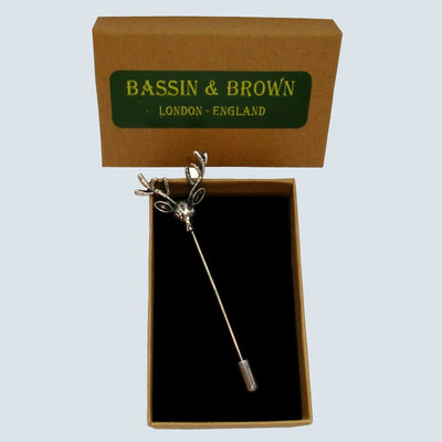 Bassin and Brown Stag Vintage Silver Lapel Pin