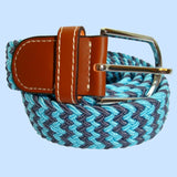 Bassin and Brown Stripe Elasticated Woven Belt - Blue and Grey