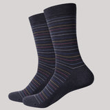 Bassin and Brown Horizontal Thin Striped Socks Charcoal/Blue/Yellow/Pink/Purple/White