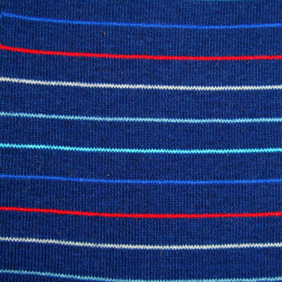 Bassin and Brown Horizontal Thin Striped Socks Navy/Blue/Red/Purple/White/Green