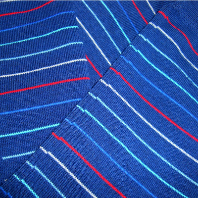 Bassin and Brown Horizontal Thin Striped Socks Navy/Blue/Red/Purple/White/Green