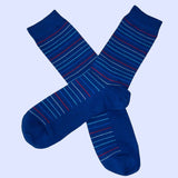 Bassin and Brown Horizontal Thin Striped Socks Navy/Blue/Red/Purple/White/Green