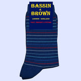 Bassin and Brown Horizontal Thin Striped Socks Navy/Blue/Red/Purple/White/Green