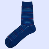 Bassin and Brown Horizontal Thin Striped Socks Navy/Blue/Red/Purple/White/Green