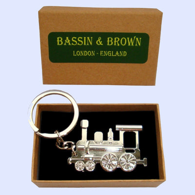 Bassin and Brown Steam Train Keyring - Silver