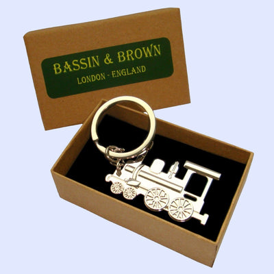 Bassin and Brown Steam Train Keyring - Silver