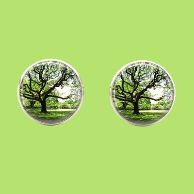 Bassin and Brown Tree Cufflinks - Green and Brown