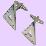 Bassin and Brown Right Angled Protractor Cufflinks - Silver