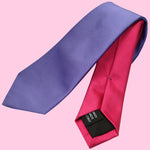 Bassin and Brown Two Colour Plain Woven Silk Tie - Lilac, Cerise and Pink