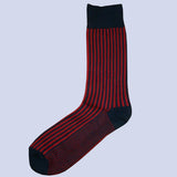 Bassin and Brown Vertical Stripe Cotton Socks - Navy and Red