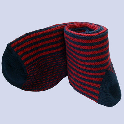 Bassin and Brown Vertical Stripe Cotton Socks - Navy and Red