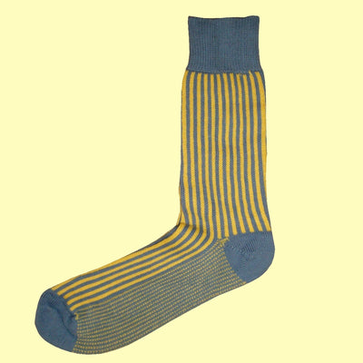 Bassin and Brown Yellow/Blue - Vertical Stripe Cotton Socks