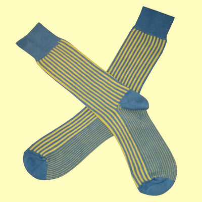 Bassin and Brown Yellow/Blue - Vertical Stripe Cotton Socks