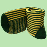 Bassin and Brown Vertical Stripe Cotton Socks -  Green and Yellow