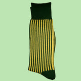 Bassin and Brown Vertical Stripe Cotton Socks -  Green and Yellow