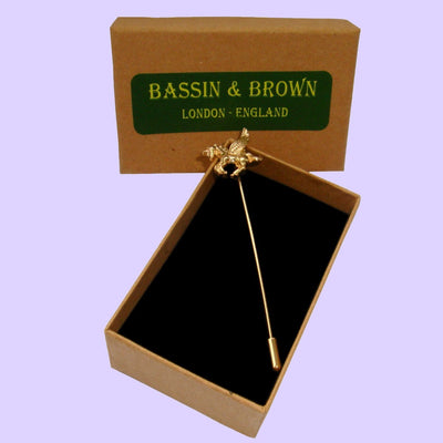 Bassin and Brown Gold Winged Unicorn Lapel Pin