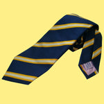 Bassin and Brown Classic Woven Stripe Silk Tie Navy/White/Yellow