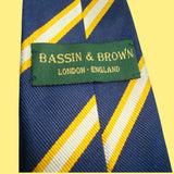 Bassin and Brown Classic Woven Stripe Silk Tie Navy/White/Yellow