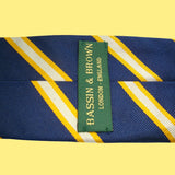 Bassin and Brown Classic Woven Stripe Silk Tie Navy/White/Yellow