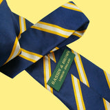 Bassin and Brown Classic Woven Stripe Silk Tie Navy/White/Yellow
