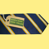 Bassin and Brown Classic Woven Stripe Silk Tie Navy/White/Yellow