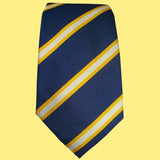 Bassin and Brown Classic Woven Stripe Silk Tie Navy/White/Yellow