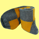 Bassin and Brown Grey and Yellow Harlequin Check Wool Socks