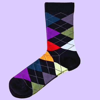 Bassin and Brown Argyle Socks - Black/Multi Colour Socks