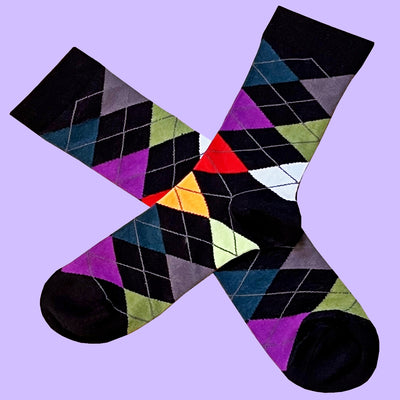 Bassin and Brown Argyle Socks - Black/Multi Colour Socks
