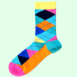 Bassin And Brown Argyle Socks - Mid Blue,  Deep Pink, Navy, Lemon, Royal Blue and Orange