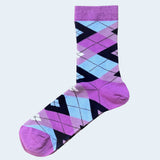 Bassin And Brown Argyle Socks - Purple, Lilac Light Blue, Navy and White
