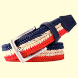 Bassin And Brown Arrow Chevron Woven Belt - Red, Beige and Navy