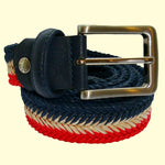 Bassin And Brown Arrow Chevron Woven Belt - Red, Beige and Navy